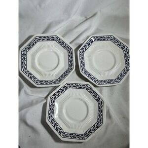 VTG Set of 3 Octagon Saucer Plates 1776 Independence Ironstone Japan Blue Floral